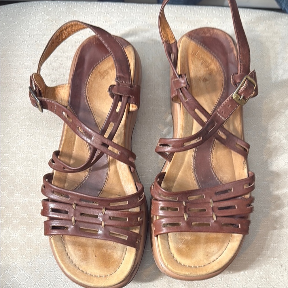 Dansko Brown Leather Sandals with Adjustable Straps